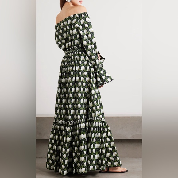 NWT AGUA BY AGUA BENDITA Almendra ruffled floral-print cotton maxi dress Size XS - Picture 4 of 7